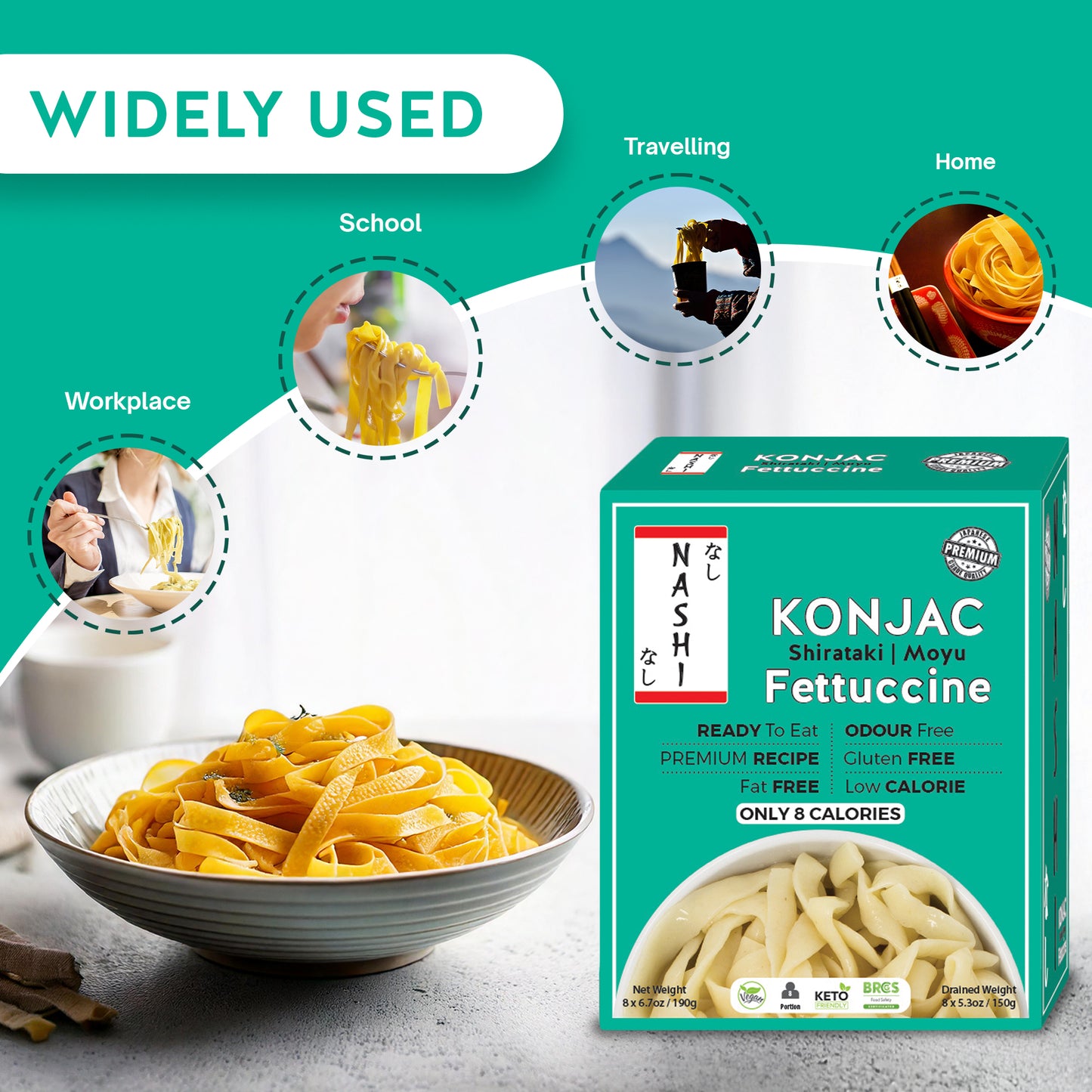 Nashi Shirataki Konjac Fettuccine Pasta (8×190g)