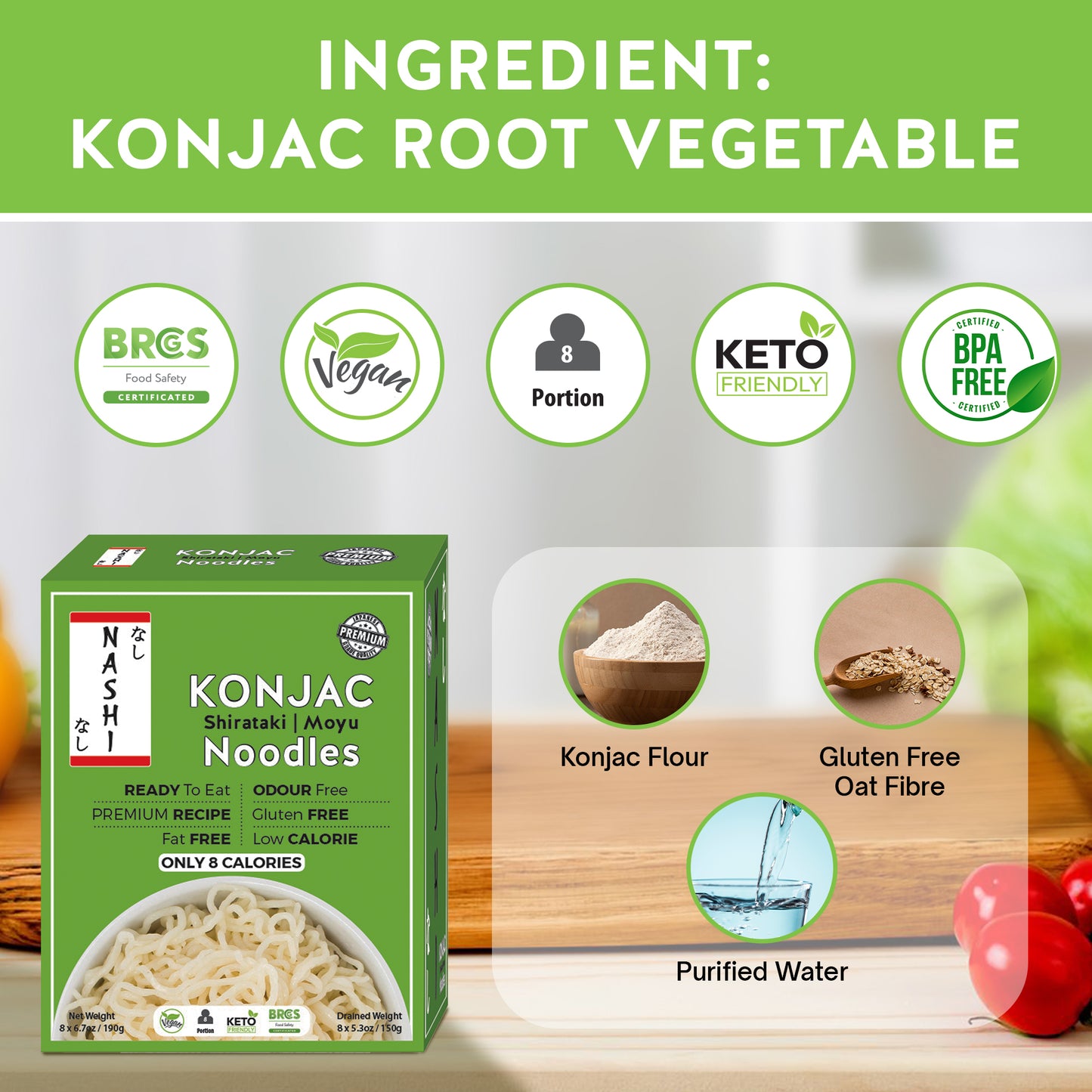 Nashi Konjac Shirataki Premium Noodles (8×190g)