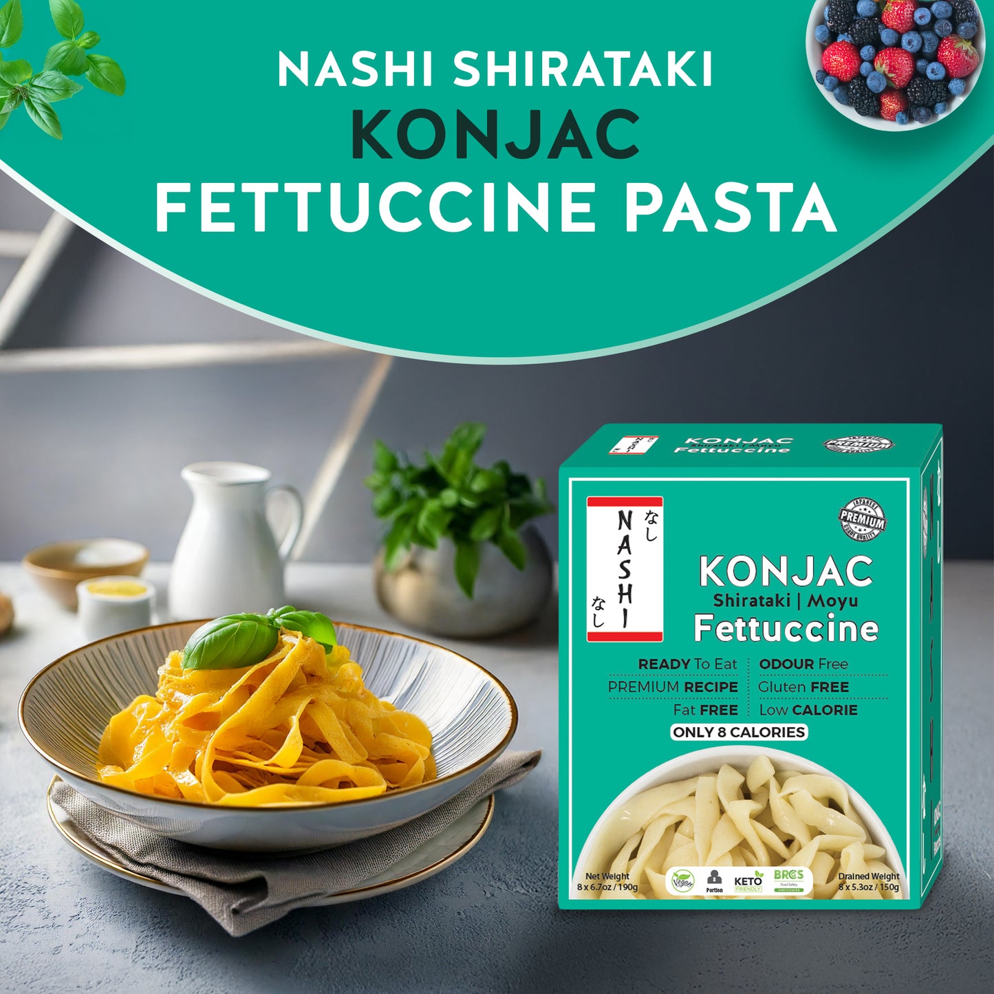 Nashi Shirataki Konjac Fettuccine Pasta (8×190g)