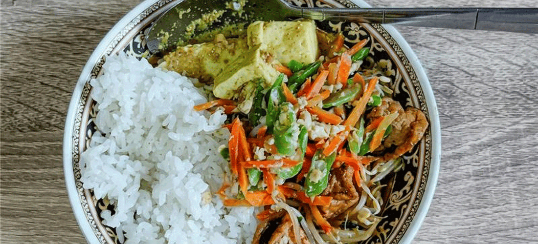 Spiced Tofu & Greens Konjac Rice Bowl