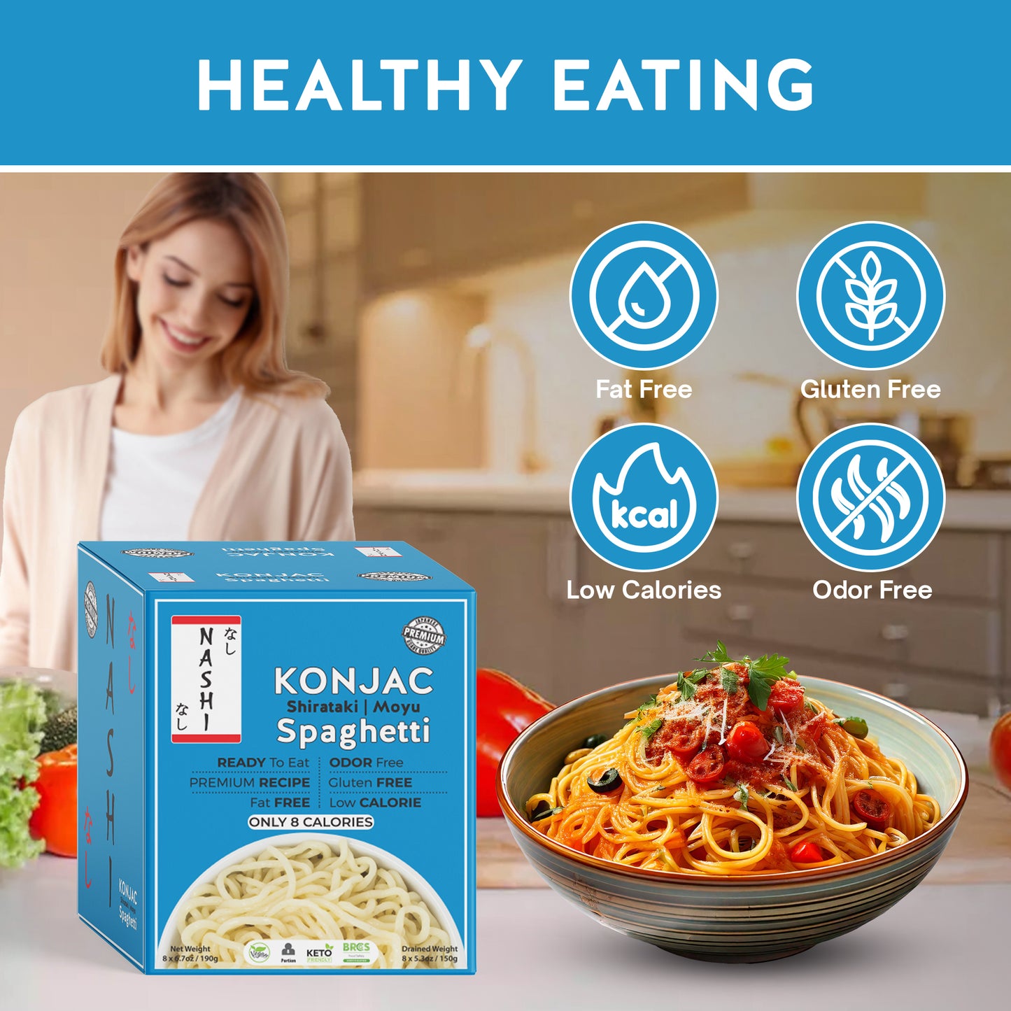 Nashi Shirataki Konjac Moyu Spaghetti (8×190g)