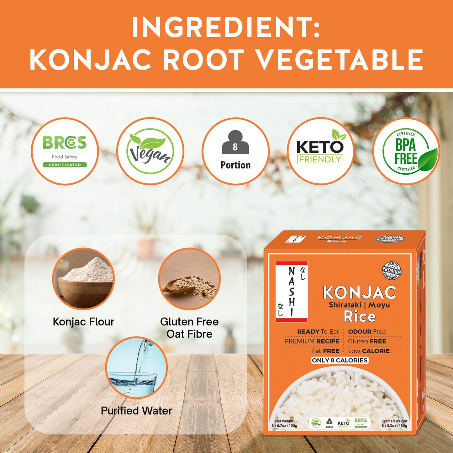 Nashi Shirataki Konjac Moyu Rice (8×190g)